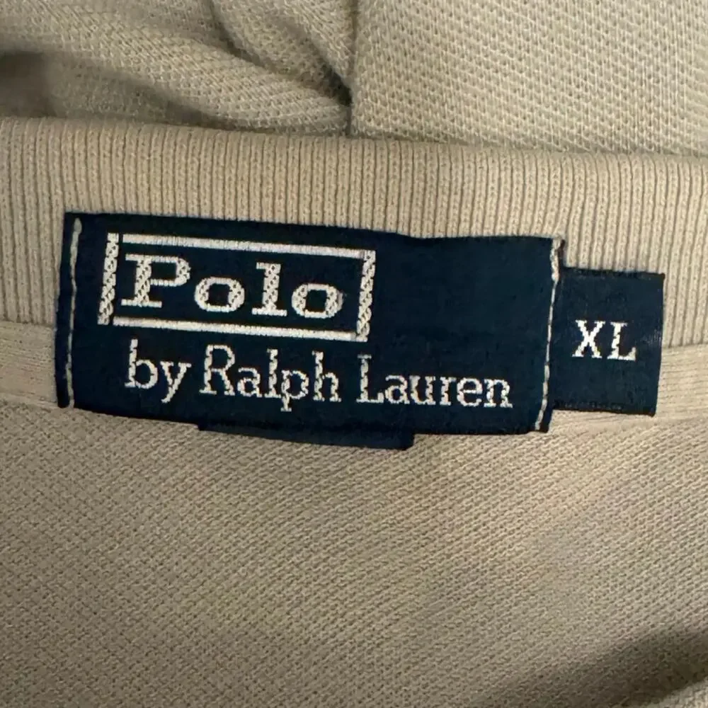 Vintage Polo Ralph Lauren Mens Polo Shirt XL Taupe Tan Short Sleeve Golf